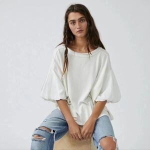 Free People Blossom Tee White Size Small Relaxed Comfortable Bohemian NWOT